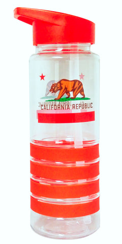 California Flag Red 750ml Plastic Water Bottle