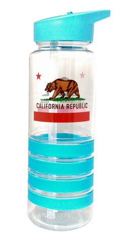 California Flag Light Blue 750ml Plastic Water Bottle