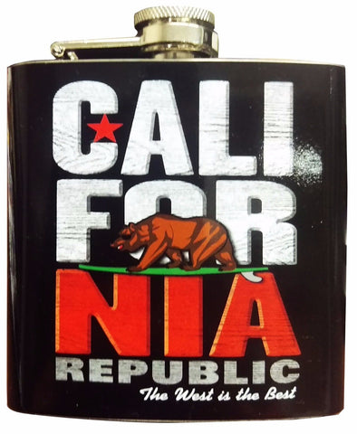 California Stacked Stainless Steel 6 oz Flask