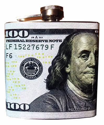 $100 Bill Stainless Steel 6 oz Flask