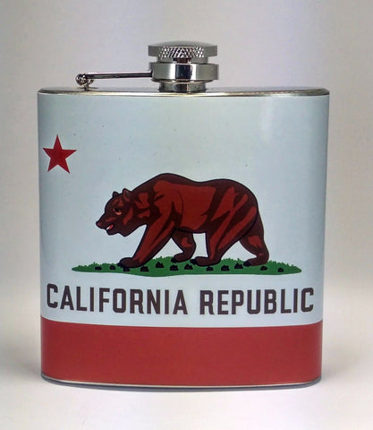 California Bear Flag Stainless Steel 6 oz Flask
